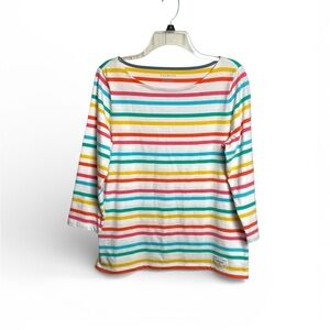 Talbots Women's Multicolor Striped 3/4 Sleeve Top size small